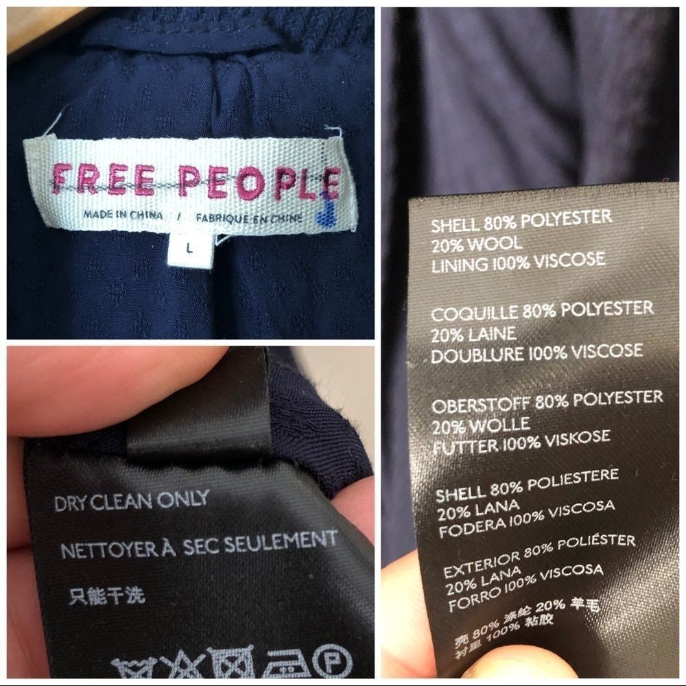 Free People Navy Textured Long Trench Coat - Picture 8 of 13